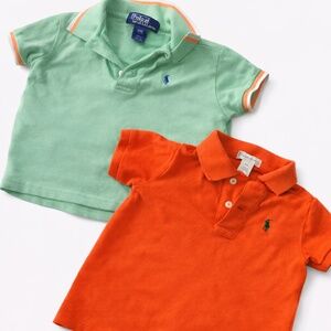 🌿✨ Polo Ralph Lauren 24M Luxury Polo Bundle – Mint & Orange Classic Pony Set ✨